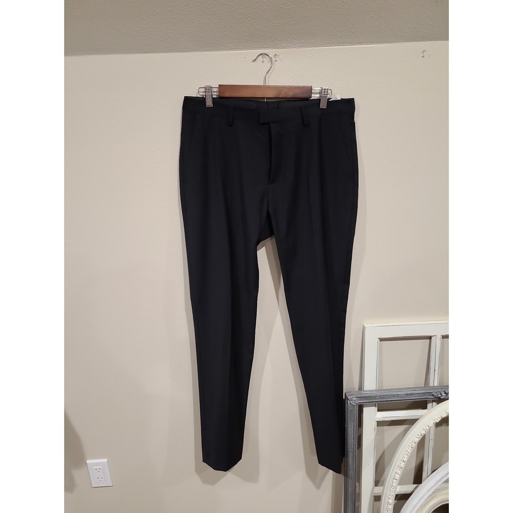 Zara Wool blend Suit trousers, slacks,‎ black Mens Size 32x33 Flat front